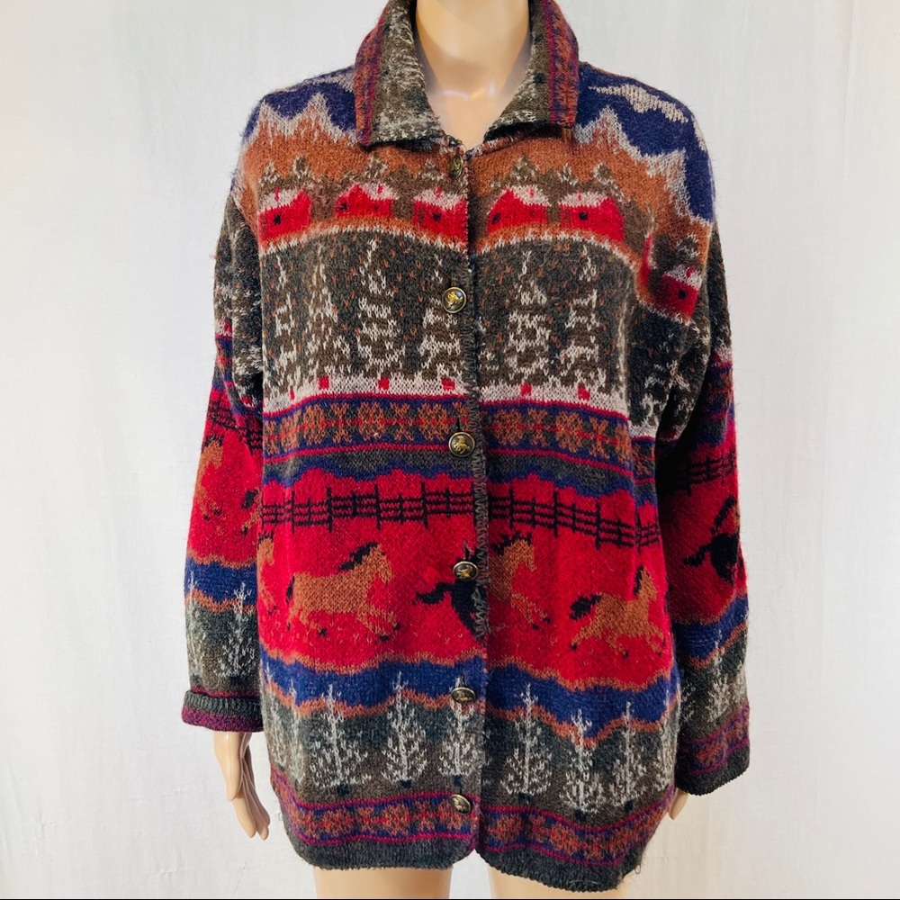 Winona women’s wool Jacket sz M long sleeves. Pockets.  Multicolored
